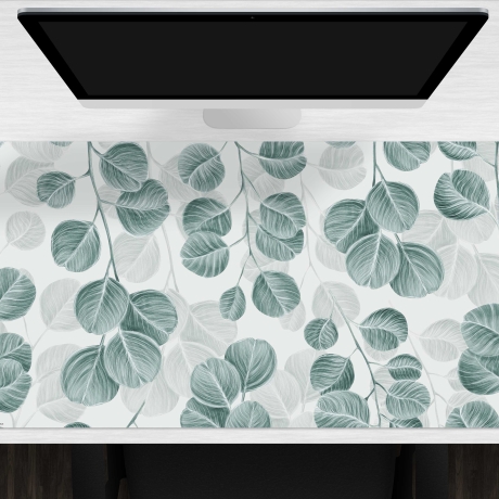 Schreibtischunterlage XXL – Eucalyptus Muster – 100 x 50 cm – Schreibunterlage für Kinder aus erstklassigem Premium Vinyl