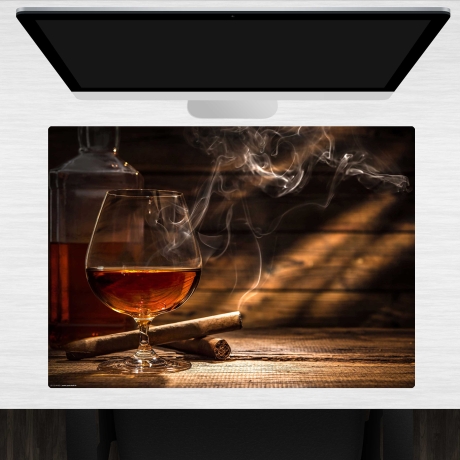 Schreibtischunterlage – Whisky mit Zigarren – 70 x 50 cm – Schreibunterlage aus erstklassigem Premium Vinyl – Made in Germany