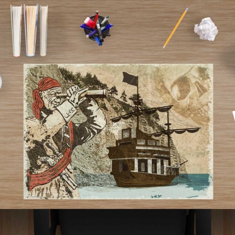 Schreibtischunterlage – Piratenbucht – 60 x 40 cm – Schreibunterlage für Kinder aus erstklassigem Premium Vinyl – Made in Germany