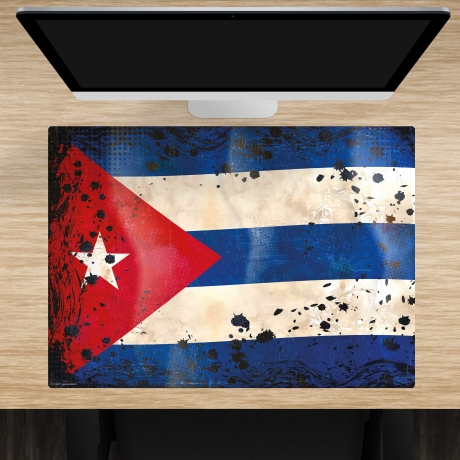 Schreibtischunterlage – Flagge Kuba retro – 70 x 50 cm – Schreibunterlage für Kinder aus erstklassigem Premium Vinyl – Made in Germany