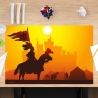 Schreibtischunterlage Ritter im Sonnenuntergang 60 x 40 cm – Schreibunterlage für Kinder aus erstklassigem Premium Vinyl – Made in Germany