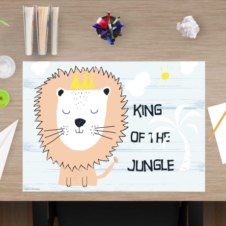 Schreibtischunterlage – King of the jungle – 60 x 40 cm – Schreibunterlage für Kinder aus erstklassigem Premium Vinyl – Made in Germany