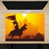 Schreibtischunterlage – Ritter im Sonnenuntergang – 70 x 50 cm – Schreibunterlage aus erstklassigem Premium Vinyl – Made in Germany