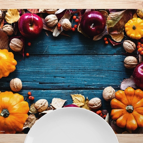 Tischsets I Platzsets abwaschbar - Herbstliches Dekor - aus Premium Vinyl - 4 Stück - 44 x 32 cm - rutschfeste Tischdekoration