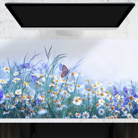 Schreibtischunterlage XXL – Wiesenblumen – 100 x 50 cm – Schreibunterlage für Kinder aus erstklassigem Premium Vinyl