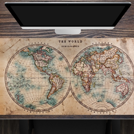 Schreibtischunterlage XXL – Historische Weltkarte – 100 x 50 cm – Schreibunterlage für Kinder aus erstklassigem Premium Vinyl