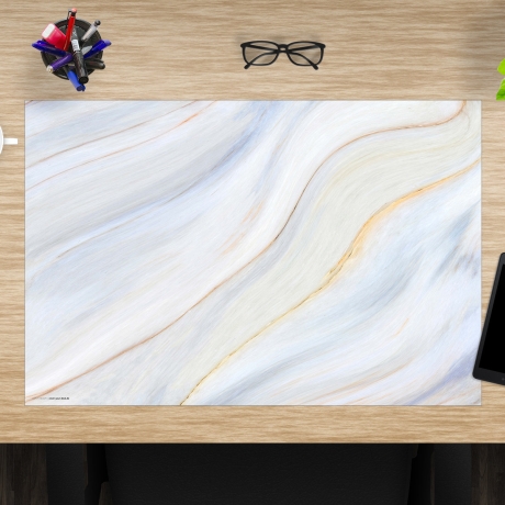 Schreibtischunterlage – Cremfarbener Marmor – 60 x 40 cm – Schreibunterlage aus erstklassigem Premium Vinyl – Made in Germany