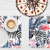 Tischsets I Platzsets abwaschbar - Tropische Zebras und Flamingos - 4 Stück - 40 x 30 cm - rutschfeste Tischdekoration aus Premium-Vinyl