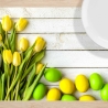 Tischset - Platzset für Ostern Ostereier mit gelben Tulpen 12 Stück 44x32 cm Tischdekoration aus Spezial-Papier in Aufbewahrungsmappe