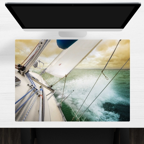 Schreibtischunterlage – Regatta-Segelboot – 70 x 50 cm – Schreibunterlage aus erstklassigem Premium Vinyl – Made in Germany