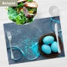 12 Tischsets - Blau gefärbte Eier und Zuckerperlen - aus extra dickem Naturpapier - Hergestellt in Deutschland