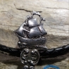 Löffel mit Segelschiff, Collier Besteckschmuck  in 800/-Silber