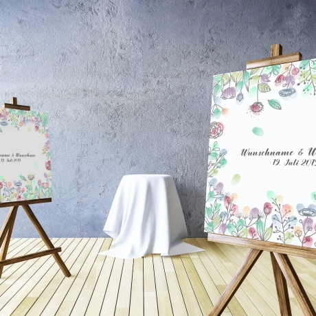 Gästebuch Hochzeit Fingerabdruck Leinwand Personalisiert Blumenring Brautpaar Geschenk Hochzeitsdekoration Namen 50x50 cm Wedding Tree