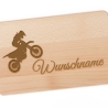 Frühstücksbrettchen Holz mit Gravur Name Motorrad, Buche Natur, Schneidebrett graviert für Jungen Mädchen, Holzbrettchen Kinder Geschenk