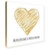 Holzbild Goldenes Herz personalisiert Geschenk Namen Holzschild, 15x15 cm aufhängen o. hinstellen Geburt Hochzeit Dankeschön Wandbild