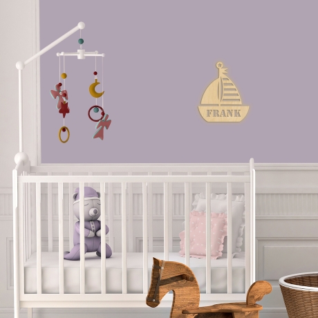 Wandlampe Boot Kinderzimmer personalisierte Lampe mit Namen Nachtlicht Leuchte Wandleuchte Dekoration Jungen Mädchen Baby Schlummerlicht