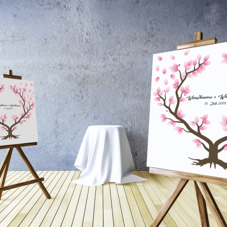 Gästebuch Hochzeit Fingerabdruck Leinwand Personalisiert Herz Baum Geschenk Hochzeitsdekoration Namen 50x50 cm Keilrahmen Wedding Tree