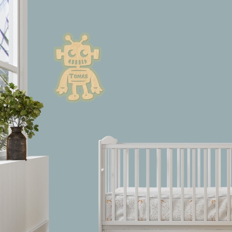 Wandlampe Roboter Kinderzimmer personalisierte Lampe Namen Nachtlicht Leuchte Wandleuchte Dekoration Jungen Mädchen Baby Schlummerlicht