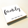 Holzbild Familie personalisiert Geschenk Namen Holzschild, 15x15 cm aufhängen o. hinstellen Family Dankeschön Wandbild Dekoration