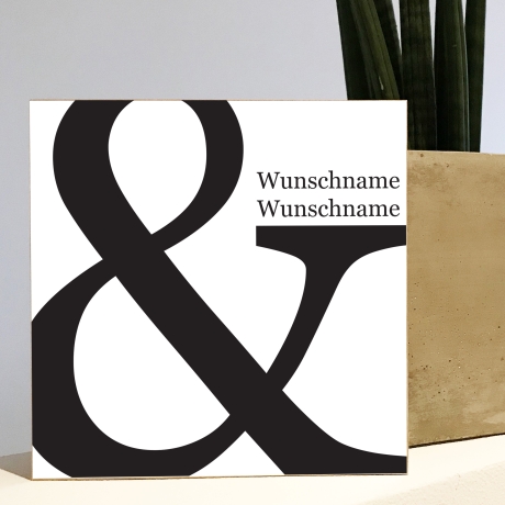 Holzbild Du & Ich personalisiert Geschenk Namen Holzschild, 15x15 cm aufhängen o. hinstellen Liebe Hochzeit Dankeschön Wandbild
