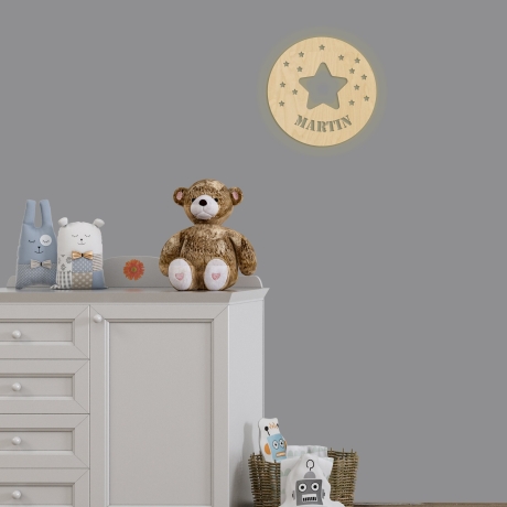Wandlampe Stars Kinderzimmer personalisierte Lampe mit Namen Nachtlicht Leuchte Wandleuchte Dekoration Jungen Mädchen Baby Schlummerlicht