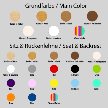 Kinderstuhl Buche > Palisander weiss Hochstuhl Massivholz individuelle Farbkombinationen Kinderhochstuhl ab 2 Jahren, stabil & pflegeleicht.