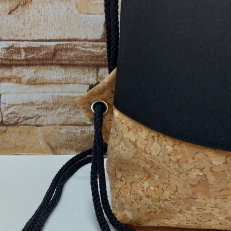 Turnbeutel, Rucksack Herren/Damen - schwarz - Korkstoff (1)
