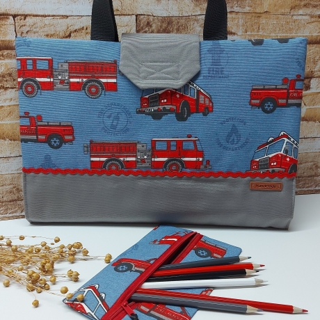 Trendige Maltasche/Zeichentasche für Kids - Feuerwehren