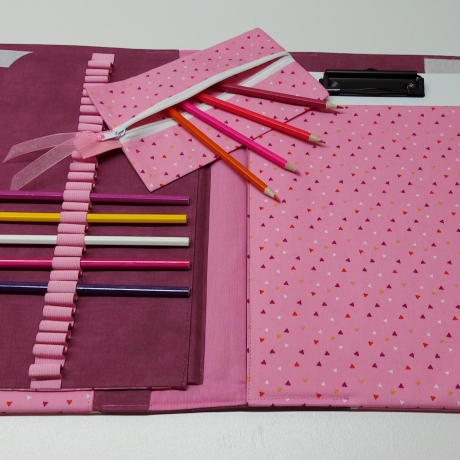 Maltasche/Zeichentasche für Kids-praktisch-Dreiecke rosa/beere