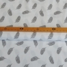 Baumwollstoff - Federn in weiß/grau - ab 25 cm