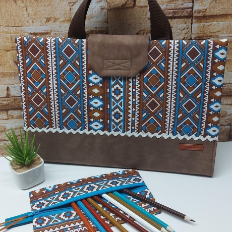 Maltasche/Zeichentasche auch für Erwachsene - Indianermuster