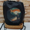 Turnbeutel, Rucksack Herren/Damen - schwarz - Korkstoff (3)