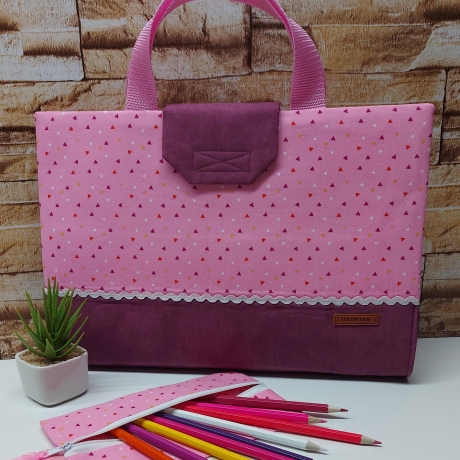 Maltasche/Zeichentasche für Kids-praktisch-Dreiecke rosa/beere