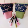 Popup-Mäppchen, Stiftemäppchen, Pencilcase - Ranken dunkelblau