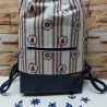 Turnbeutel, Damenrucksack - maritimes Muster - dunkelblau