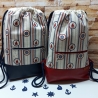 Turnbeutel, Damenrucksack - maritimes Muster - dunkelrot