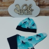 Mützchen Beanie Spucktuch Halstuch für Baby-Einhörner Wolken blau