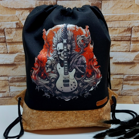Turnbeutel, Rucksack Herren/Damen - schwarz - Korkstoff (5)