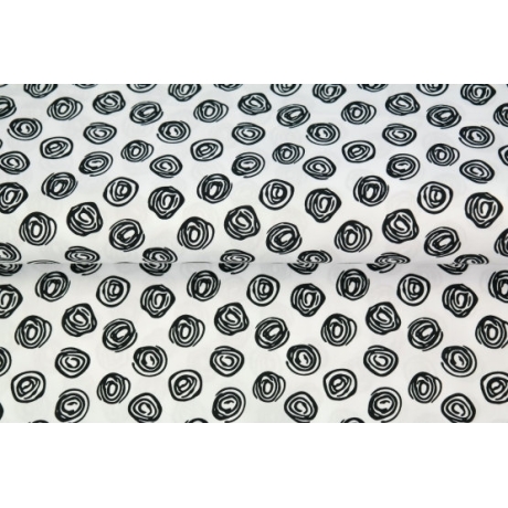 Baumwollstoff - Muster Kringel in weiß/schwarz - ab 25 cm