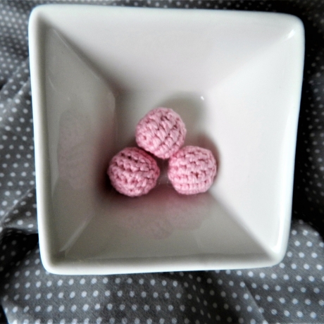 Häkelperlen für Schnullerketten, Greiflinge - rötliche Töne