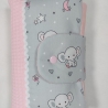 Wunderschöne Wickeltasche in grau/rosa mit Elefantenmotiv