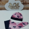 Mützchen Beanie Spucktuch Halstuch für Baby-Einhörner Wolken rosa