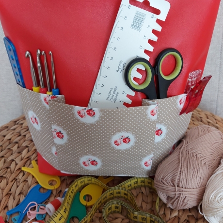 Wollutensilo - Utensilo für Handarbeiten - beige/rot