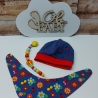 Mützchen Beanie Spucktuch Halstuch Geschenk für Baby-bunte Blumen