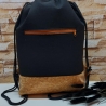 Turnbeutel, Rucksack Herren/Damen - schwarz - Korkstoff (1)