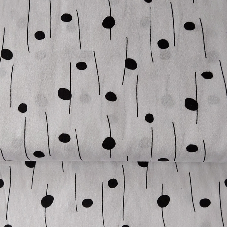 Baumwollstoff - Punkt-Strich in weiß/schwarz - ab 25 cm