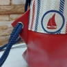 Turnbeutel, Damenrucksack - maritimes Muster - dunkelrot