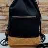 Turnbeutel, Rucksack Herren/Damen - schwarz - Korkstoff (5)