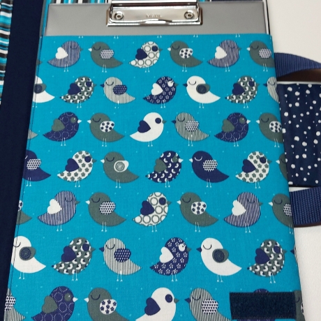 Zweckmäßige Maltasche/Zeichentasche für Kids - Vögelchen blau