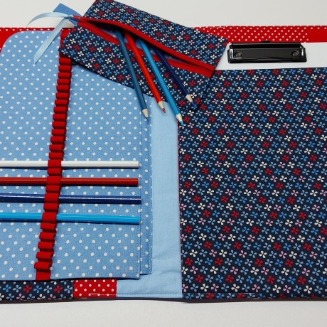 Zweckmäßige Maltasche/Zeichentasche für Kids - Sternblumen blau